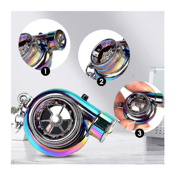 Auton metallinen avaimenperä Ääni Turbo Avaimen tasainen laakeri Pyörivä malli Turbiini Turbo Rengas Avaimen Turbo muotoinen-mxbc  [dB} Silver