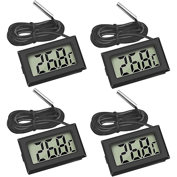 Mini Digital LCD Termometer Temperatur med Temperaturgivare Sensor Testare för Kylskåp Frysar Akvarium (4X Svart) {db}
