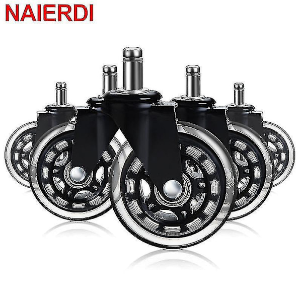 Swivel Rubber Caster Wheels Office Chair Caster Wheels Replacement 60kg Soft Safe Rollerblade Style Caster [db]