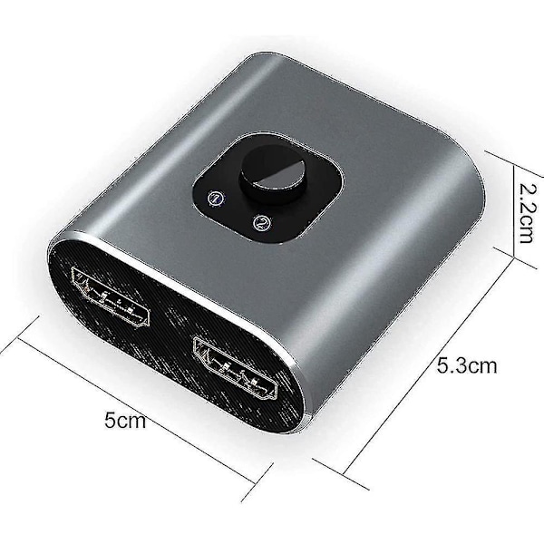 HDMI Switch 4K HDMI Splitter - Gana Prime Aluminium Bi-direktionel HDMI Switch 1 Ind 2 Ud (enkelt skærm) Eller 2 Input 1 Output, Understøtter 4K [Db] 1PC