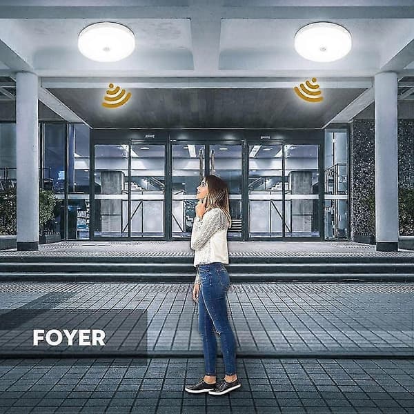 LED loftlampe med 12W bevægelsessensor, lyd- og lysstyring, induktionsloftlampe [DB]