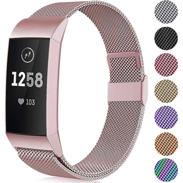 Metall erstatningsrem kompatibel med Fitbit Charge 3-rem/fitbit Charge 4-rem, justerbar rustfritt stål Wirst-bånd for kvinner mann, liten stor