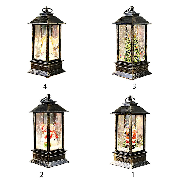 Joulukuusen Lumipallolyhty Paristoilla Toimivat LED-Valot Veden Kimaltelevat Joulupukki Lumimies Riippuva Yölamppu Juhla Koti Koriste Ornamentti [DB] 3