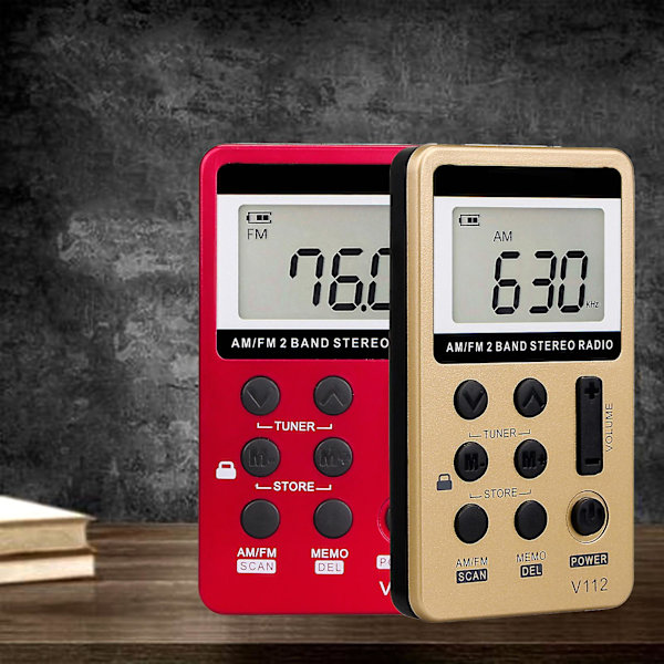 Retekess V112 Digital Radio Stereo 1,5 tommers LCD-skjerm Håndholdt Mini Bærbar AM/FM Lommeradio for Fotturer (FW) Red