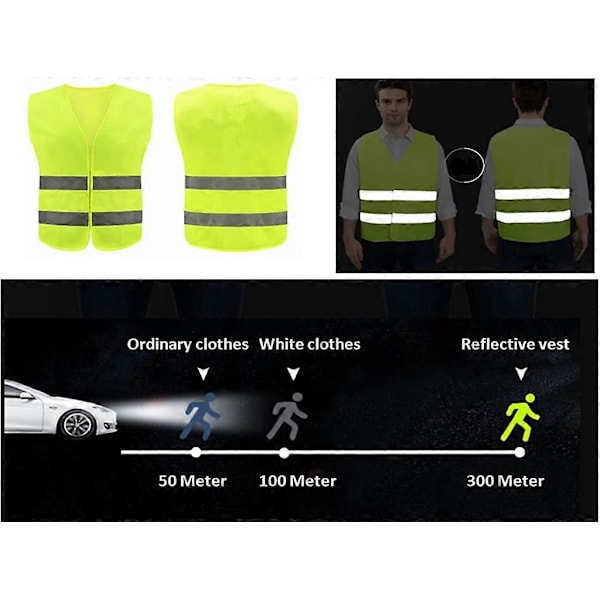 Varselväst, 4 st Gula Reflexvästar, Hög Synlighet Varselväst, Reflexväst, Reflexväst för Bil, för Förare Arbetare Unis [db]
