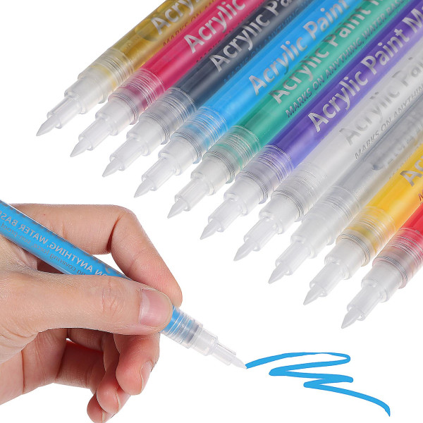 10 stk. Akrylmalingspenne Multifunktionelle akrylmarkører til manicure fotoalbum gør-det-selv-håndværk