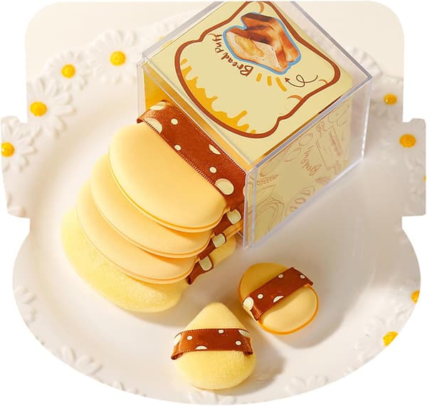 Makeupsvamp, pudderblanding, foundationpuff, blød tekstur, dobbelt brug tør og våd, ideel til daglig ansigtsmakeup, 2 tommer, brun[DB] Yellow
