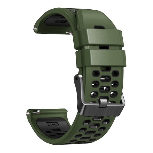 For Suunto 7 / 9 / 9 Baro To-farget Silikonurrem 24mm Multi-hull Design Hurtigutløsing Håndleddsrem Stropp db Army Green   Black
