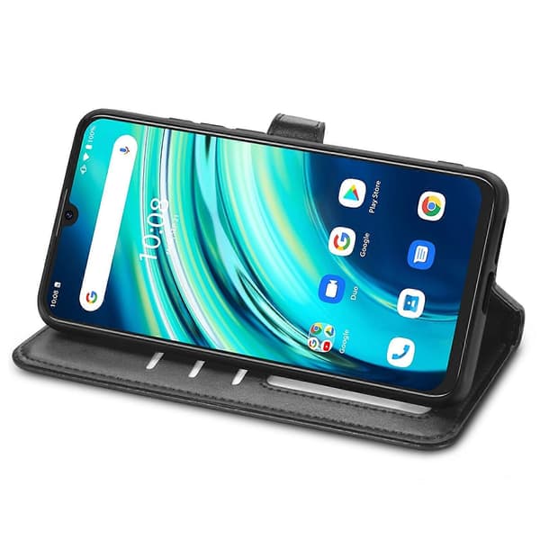 Retro Solid Farve Spænde Læder Telefon Cover (Sort) til UMIDIGI A9 Pro [DB] Black