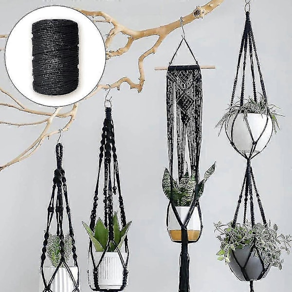 3mm 100m Macrame Snor, 4-trådet Snoet Bomuldsgarn Naturlig Bomuldssnor Reb (beige) (d-583-a) CY [DB] White