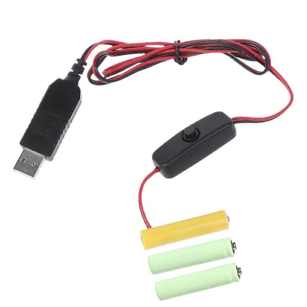 4.5V AAA Batterieliminator USB-strömförsörjning Ersätter 3x 1.5V AAA-batteri med strömbrytare [DB]