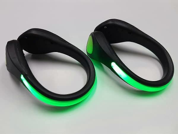 2-pack LED-skolampor för nattvarning, reflekterande löpning, Lamm db Green