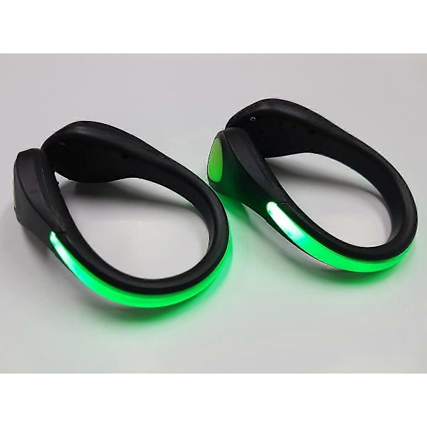 2 Pak LED Sko-Klipslys Natadvarsel Lam Refleks Løbeudstyr Lam db Green