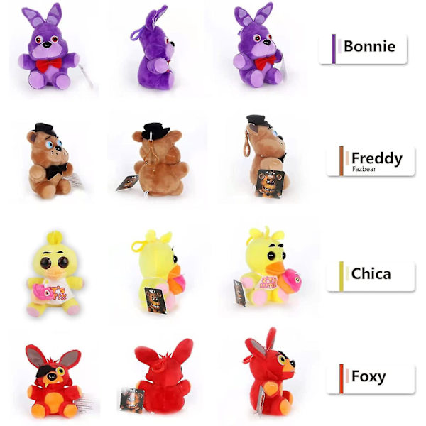 Fnaf Plushies Five Nights At Freddys Plushies 4 Pcsfoxy Freddy Fazbear Bonnie Chica Gaver Til Five Nights Game Fans & Kids Gaver 7in/20cm [DB]
