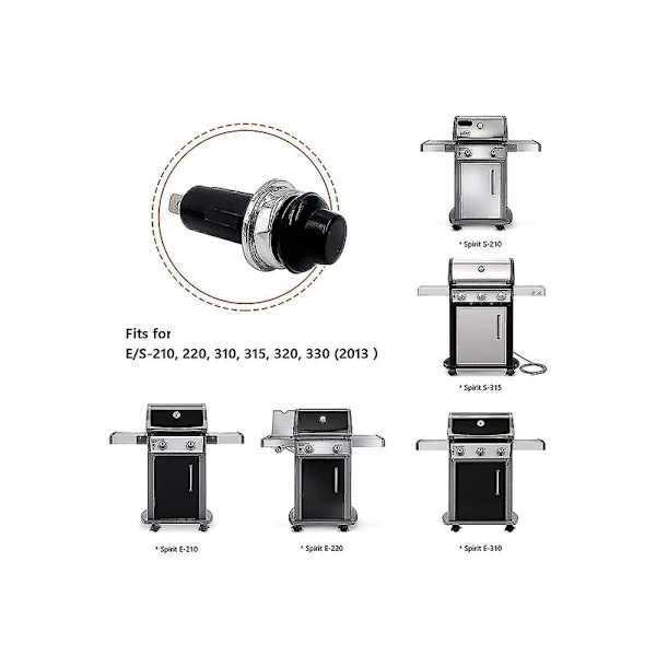 2x 66220 Tænd/sluk-knap kompatibel med Spirit E/s-210 220 310 315 320 330 Grills, 7642 7643 DB Black
