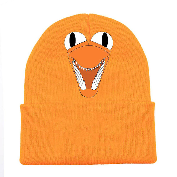 Roblox Rainbow Friends Beanie Hat Mænd Kvinder Unisex Vinter Varmt Strikket Stræk Hætte Julegave {DB} Orange