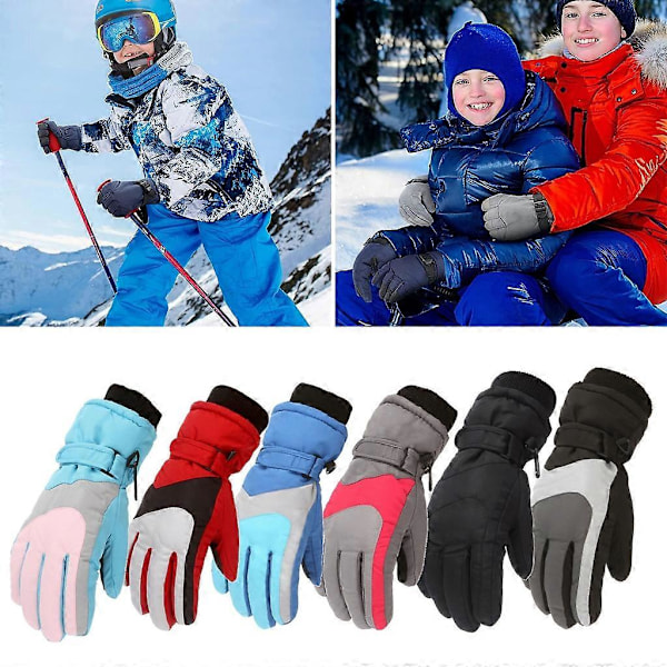 Barn Skidhandskar Vinter Varma Handskar Vindtäta Snowboard Snöhandskar Pojkar Flickor [DB] Blue S 4 to 7 years