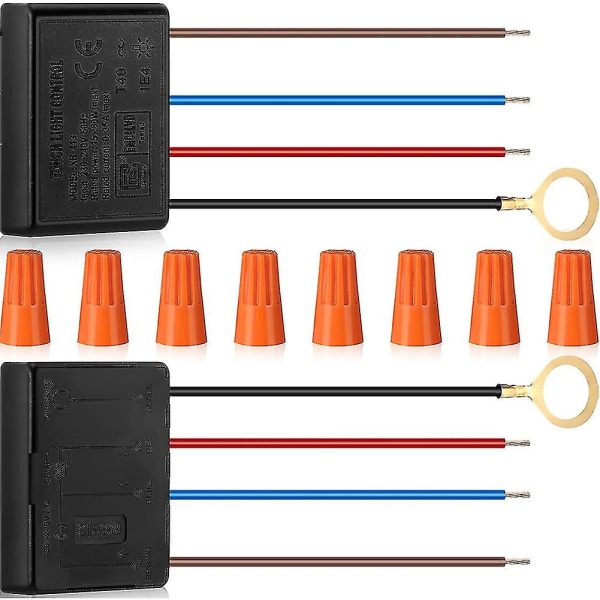 Touch-lampa strömbrytare 2-pack, touch-lampa kontrollmodul för dimbar LED, glödlampor, lampströmbrytare ersättning