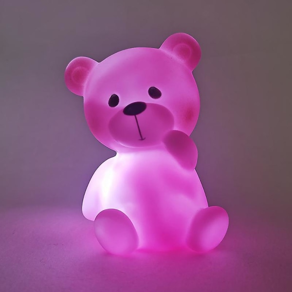 Søt dyr tegneserie Nattlys For Baby Barnerom Nattbord Dekorativ nattlampe Nattlampe Hjemmeinnredning soverom Nattlys [DB] bear pink
