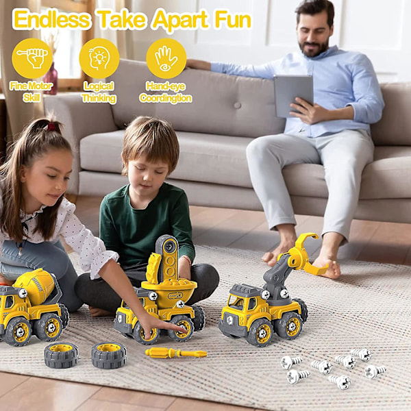 DIY 5-i-1 Kombinationsbyggfordon, Leksaker för 5-åringar, Utbildande Transformerbar Robot Jul- och Födelsedagspresenter för Barn db 5 in 1 Transformers Toys