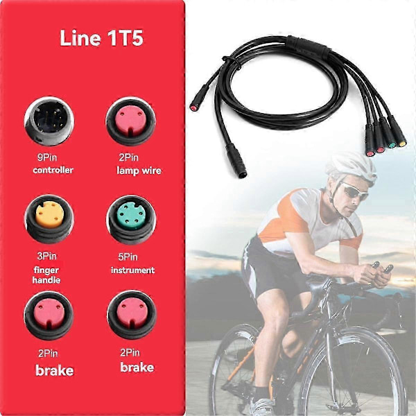 Vandafvisende 9-polet hovedkabel til elcykelcontroller-instrumentbrætforbindelseskabel 2PIN+3PIN+5PIN f db
