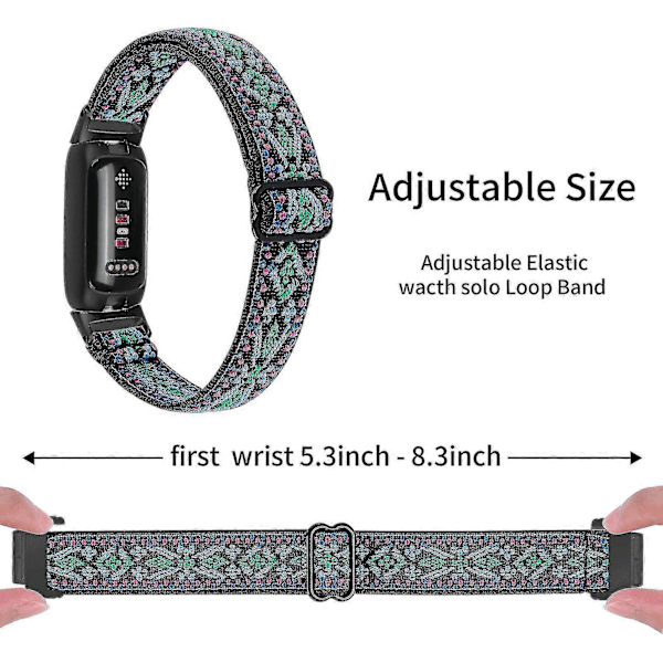 DB Armband för Fitbit Inspire 3 Nylon Elastisk Flätad Solo Loop Sportklockarmband med Svart Kontakt - 4# 19