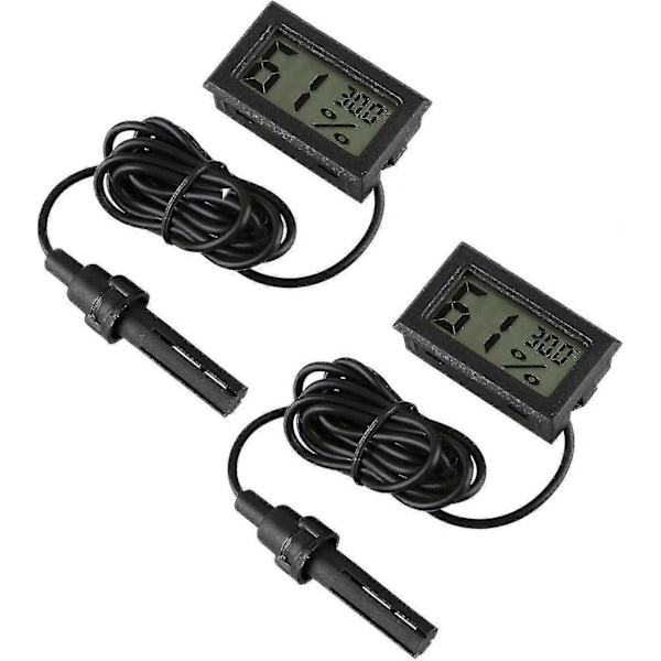 Digital Termometer Hygrometer, 2-pack Hygrometer Termometer Mini Sond Termometrar Temperatur Luftfuktighetsmätare (2-pack)-CE db