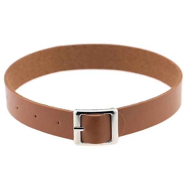 Halsband Punk Retro Faux Läder Spänne Choker Halsband För Dejting Dark Coffee