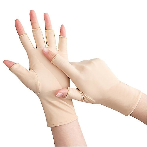 UV-skyddande Halvfinger Solskyddshandskar Skönhetsnaglar Handskar {Db} Skin Color