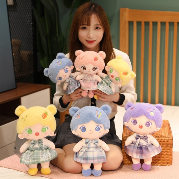 Bomuldsdukke plys legetøj kludedukke pige ledsager sød dukke gave internet berømthed sød lille dukke [DB] blue 25.cm
