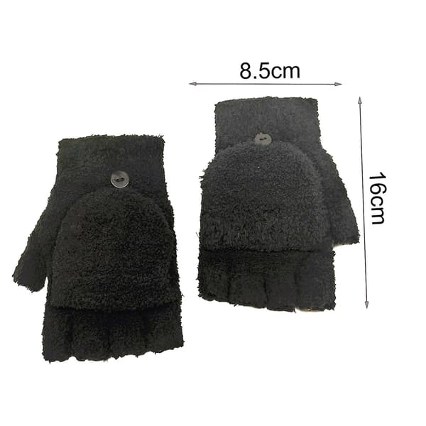 1 Par Dame Håndske Halv Finger Flip Fuzzy Solid Farve Strækbar Hold Varmt Super Blød Efterår Vinter db Grey One Size