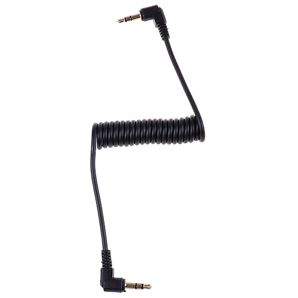 Spiralformad ljudkabel Jack Höger Vinkel 90 Grader 3,5 mm Jack Aux Sladd Kabel db Black