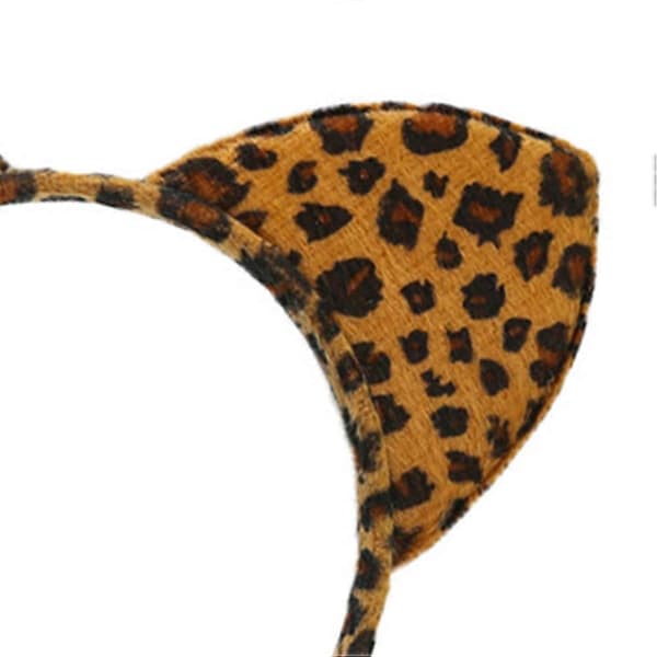 Kattöron pannband för festbruk 3 st plysch håraccessoar leopardmönster [DB]