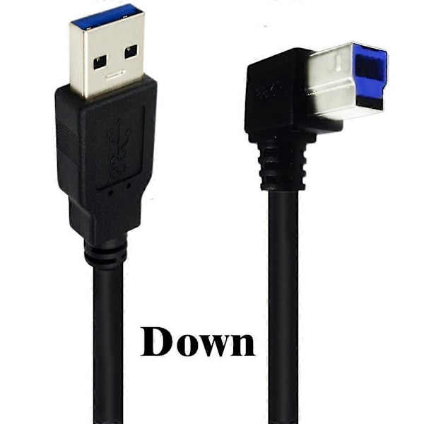 USB3.0 Kabel A Hane till B Hane 90 Graders Rätvinkel USB3.0 Skrivarkabel [DB] Right bend