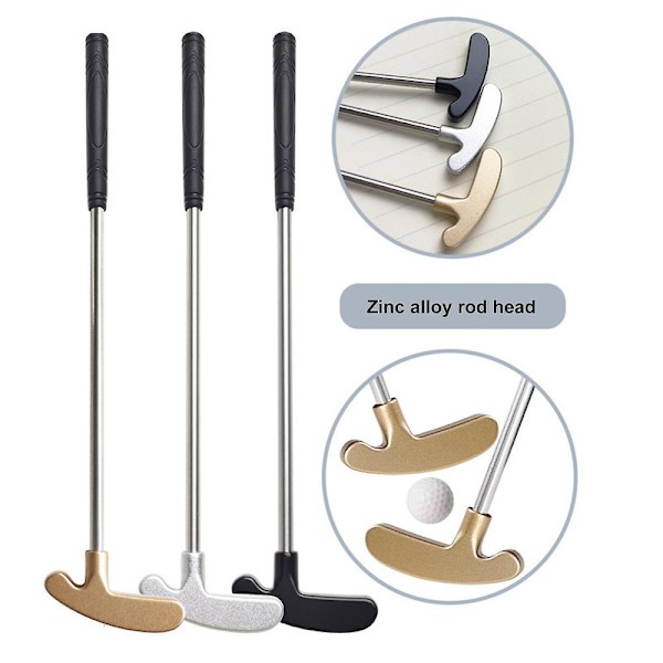 1 set minigolfputterklubba med 2 golfbollar Tpr-grepp höger vänsterhänt rostfritt stål golfklubba barn vuxna bordsspel golfputter träning Db Silver one size