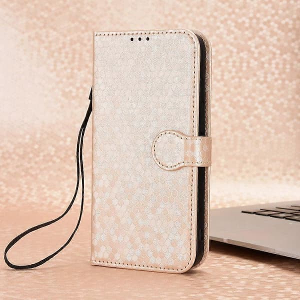 Honeycomb Dot Textur Läder Telefonfodral För Doogee Note 58 / Note 58 Pro [DB] Gold