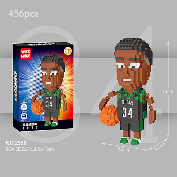 Mini Byggeklodser Basketball Stjerne Dukke Model Dekor DIY Basketball Spiller Bevægelig Dukke Samlet Mursten Børns Legetøj Gave db 2580 No box