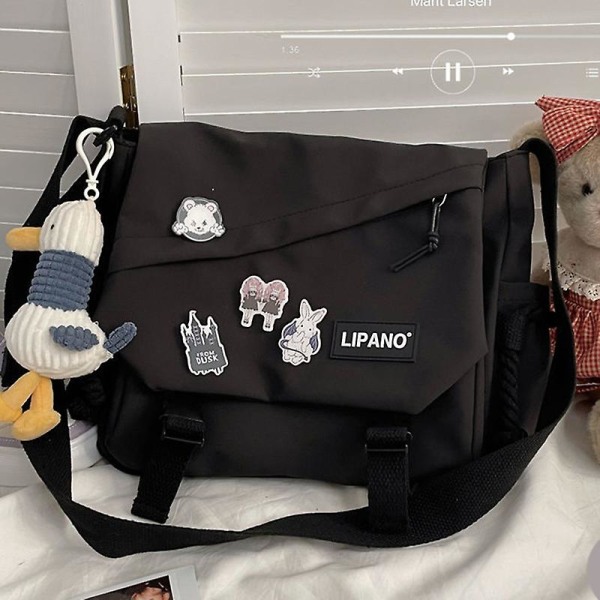 Retro Messenger Bag Male Large Capacity Lightweight Shoulder Bag Adjustable Shoulder Strap DB Black Single Pack