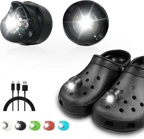 Croc Lights Ladbare 2 stk. Hodelykter for Barn Gutter Voksne Menn Kvinner Croc Lysende Charm Tilbehør Hodelykt/Belysning Acce DB Green