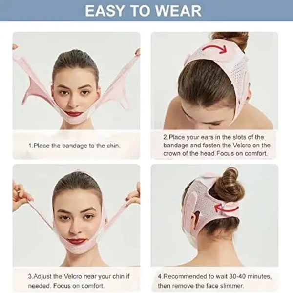 1 stücke schlankheitsgurt reduzieren doppelkinn, v-form schlankheitsgurt, doppelkinn & hauterschlaffung anti-falten maske rosa