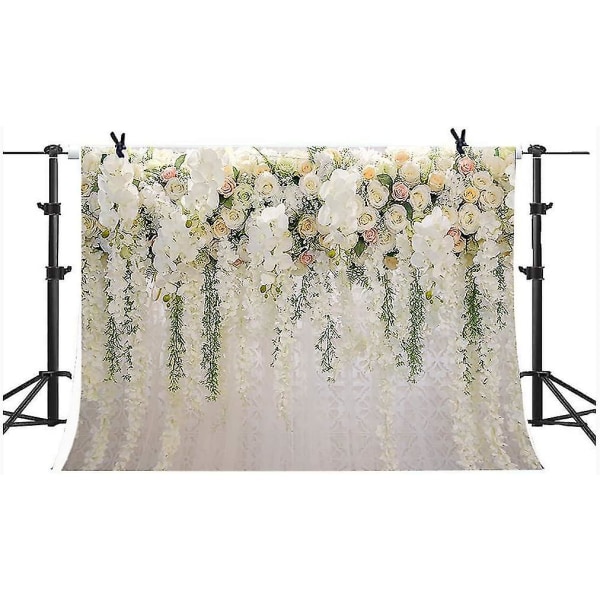 Vit ros blomfotografering bakgrunder brud bröllop blommor väggdekoration fotobakgrund studio rekvisita bås vinyl 7x5ft
