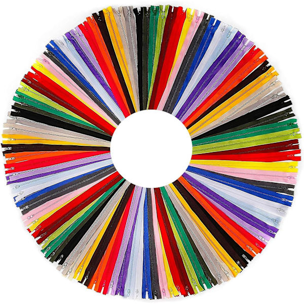 50 stk nylon spiralglidelåser for sying og håndverk