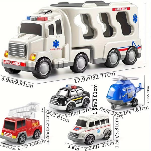 5-i-1 Lysende Musik Ambulance Legetøjsbilsæt [DB] A