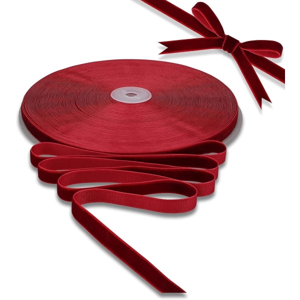 Vinrødt fløjlsbånd - 1 tomme 30 Yd vintage Bourgogne fløjlsbånd rødt nylon