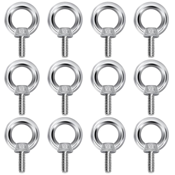 Silmukkapultit M6 Nostosilmukat Kierreruuvit 304 Ruostumaton teräs Sidontaan Köyden yhdistämiseen DIY 12 kpl, 2024 Ping [DB]