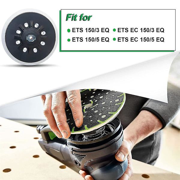 202460 ETS 150 Hård Slipdyna 6 tum 150 mm För Festool Kompatibel med ETS 150/3 EQ, ETS 150/5 EQ ETS EC 150/3 EQ 1 st-hy {Db} Black