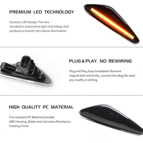LED-dynaamiset sivuvilkut Fiat Spiderille, vilkkupeilivalot Mazda Miata MX5 ND RX-8 6 Atenza GH 5:lle {db} Dynamic black