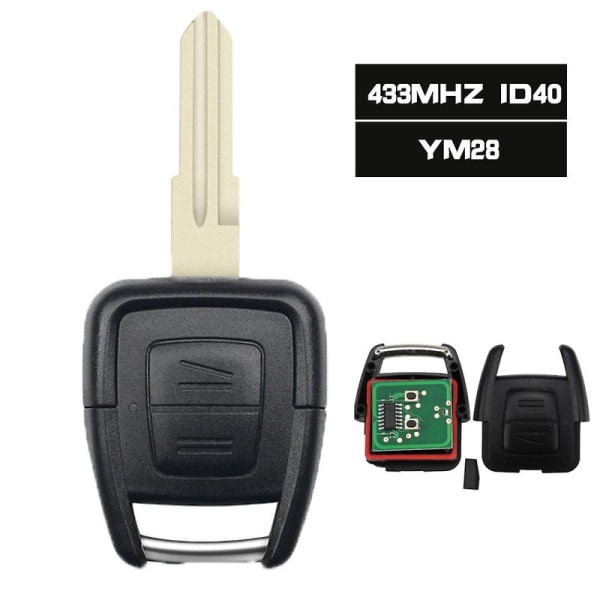 433,92 MHz Id40 Chip Fjernkontroll Bilnøkkel 2 Knapper Fob For Opel Zafira Astra A / G Bosch Ts Astra 1999-2005 {DB}