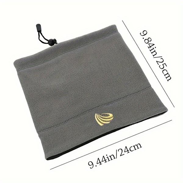 1 stk Kaldsikkert Dobbeltbruks Fleece Tykkere Halsduk Og Hette For Utendørs Sykling Og Ski Gray Black