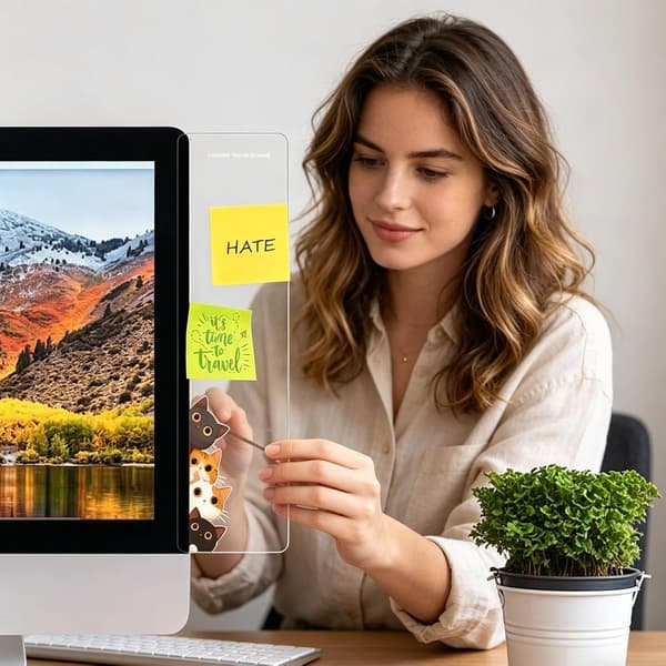 Panel Notes Monitor - Kontorskjerm Sticky Note Holder, Side Message Board Datamaskin - Kvinner Menn Studenter Arbeidere Skrivebord Studie Soverom Hjem [DB]